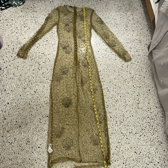 Nasty Gal gold shell pearl maxi beach dress coverup sheer small s - Picture 10 of 10